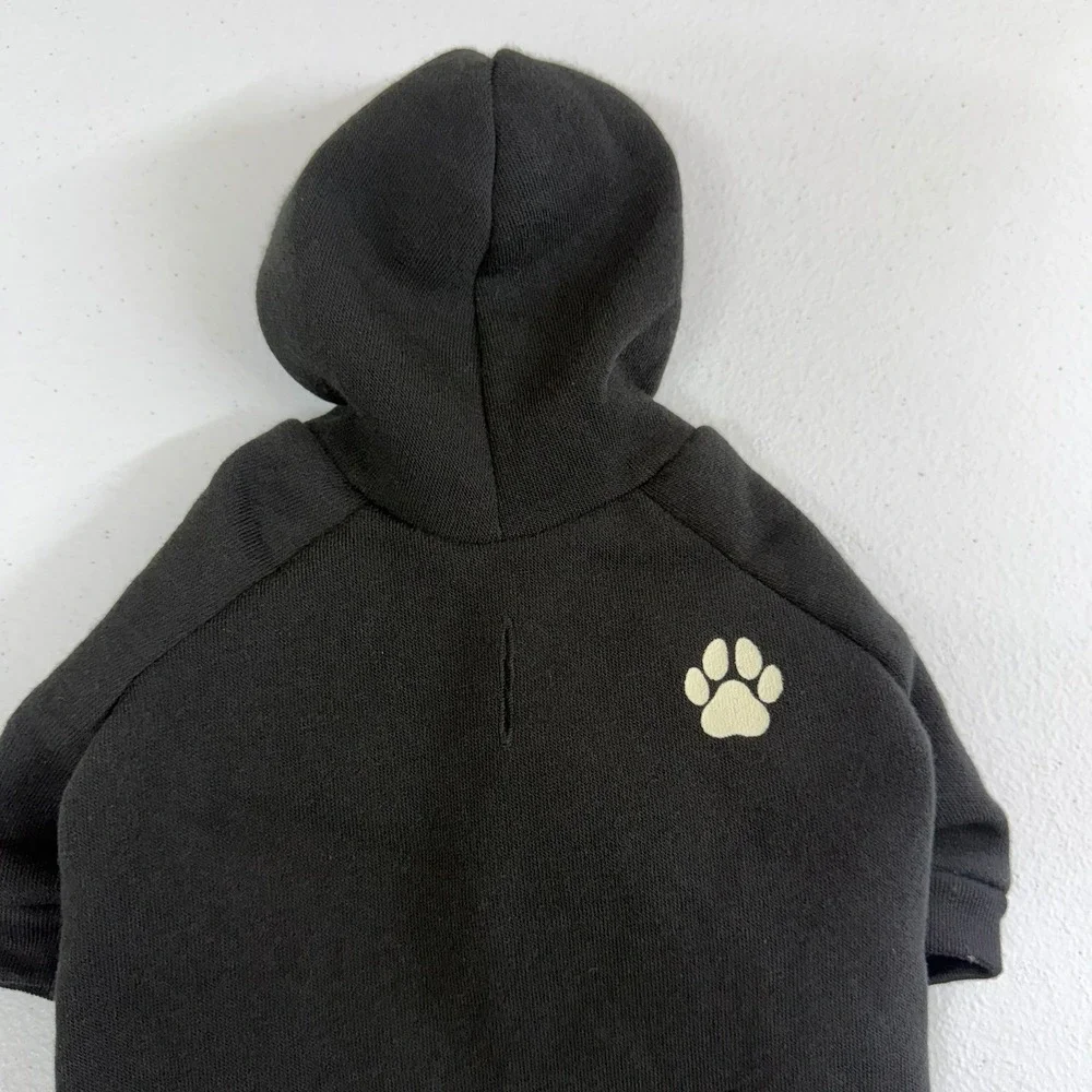 Top Paw black hooded‎ pullover fleece lined dog pet jacket sweatshirt coat
